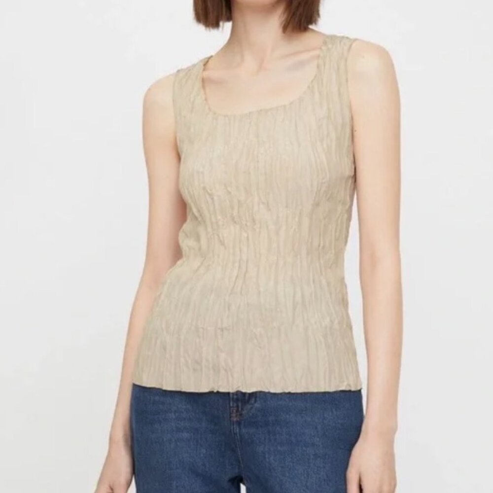 Toteme Silk Square Neckline Tank Top Cream Size US Size 2/FR34